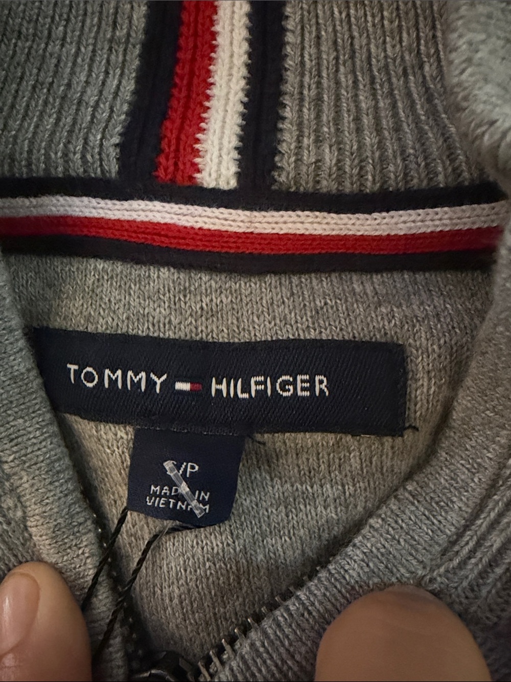 Tommy Hilfiger Light Gray Quarter-Zip Pullover Sweater - Picture 2 of 3